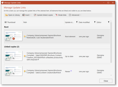 Linked updates 1
