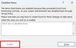 Disabled items