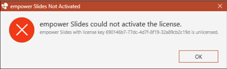 empower Slides licence not activated
